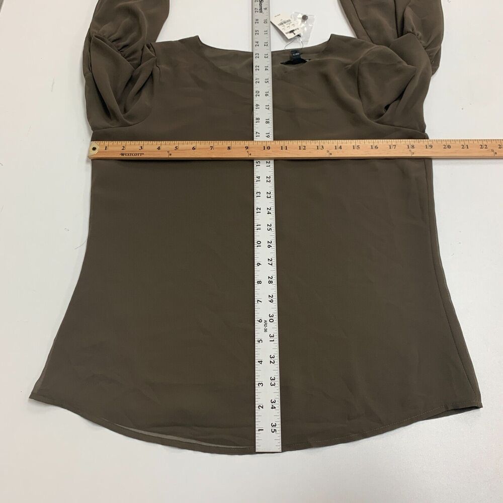 Express Blouse Womens S Small Otter Keyhole Crew Tiered Balloon Sleeves Juliet - Picture 8 of 16